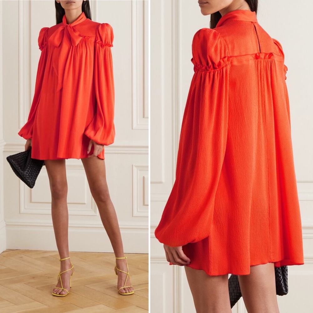 NWT The Vampire's Wife Smock Silk Mini Dress Hammered Poppy Red US 6